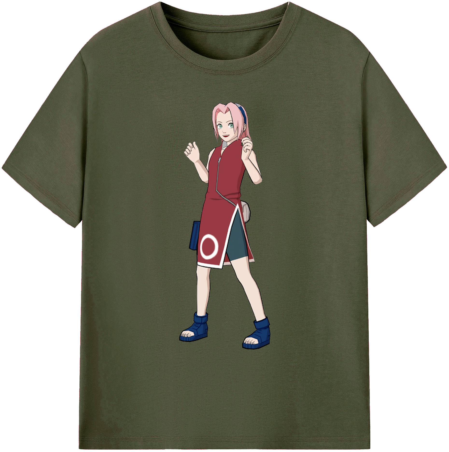 （画像用） NARUTO -ナルト- 春野サクラ Haruno Sakura 綿100％ メンズ半袖Tシャツ｜肌触りやわらか＆通気性